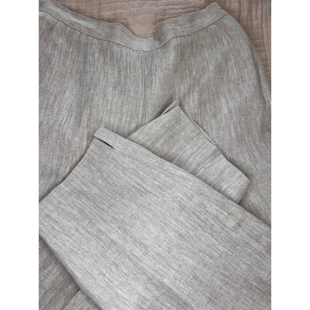 100% Linen Pants Plaza South Tan/Gray. Neutral Business Tapered Leg Trouser 12 - Picture 6 of 9